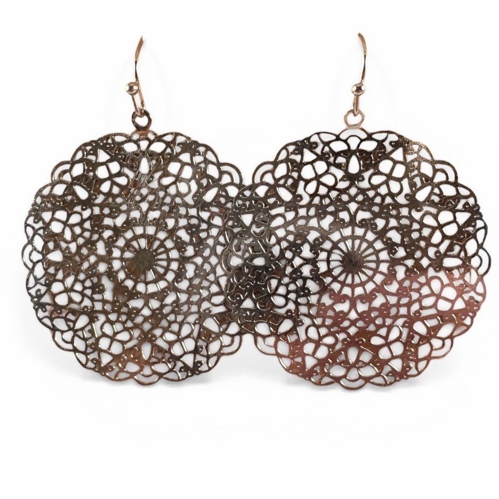 Unbranded Filigree Mandala Drop Earrings Women OS Gunmetal Good Boho Geometric